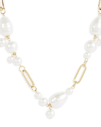 Kenneth Jay Lane Imitation Pearl Cluster Statement Necklace, 18