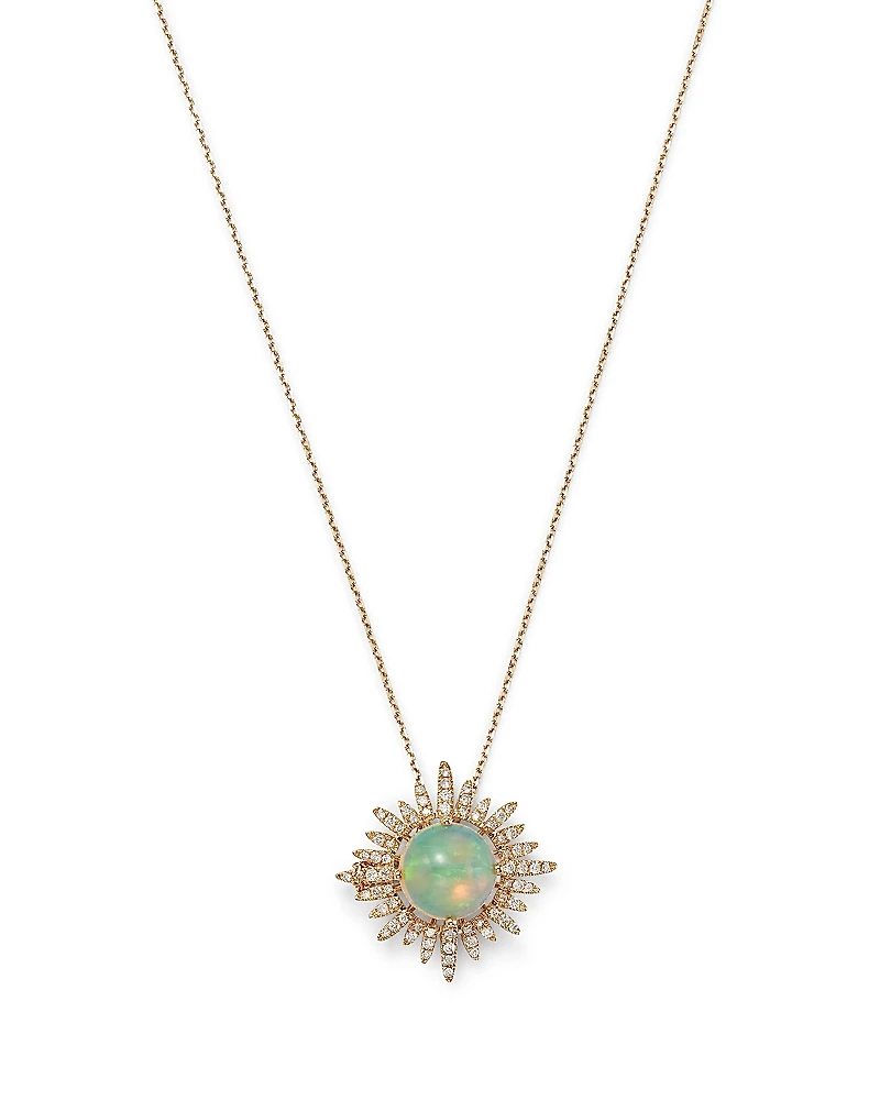 Bloomingdale's Fine Collection Opal & Diamond Sun Pendant Necklace