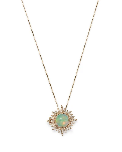 Bloomingdale's Fine Collection Opal & Diamond Sun Pendant Necklace