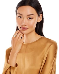 Diamond Pavé Flower Cuff Ring in 14K Yellow Gold, 0.50 tcw
