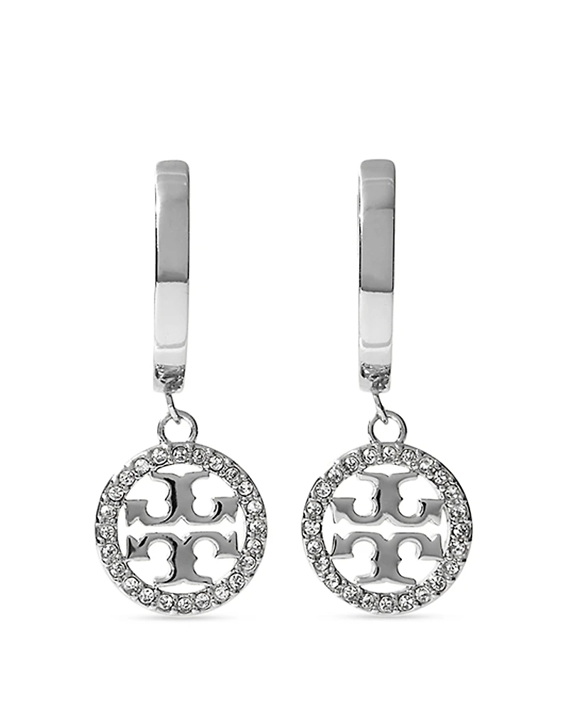 Tory Burch Miller Pave Crystal Hoop Earrings