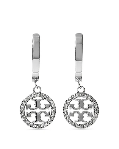 Tory Burch Miller Pave Crystal Hoop Earrings