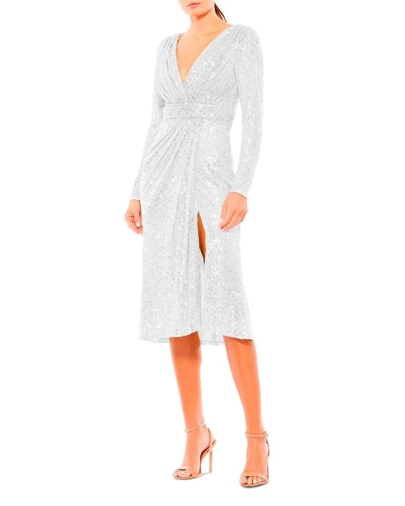 Long Sleeve Sequined Midi Dress
