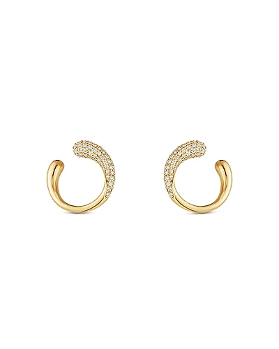 Georg Jensen 18K Yellow Gold Pave Diamond Mercy Stud Earrings