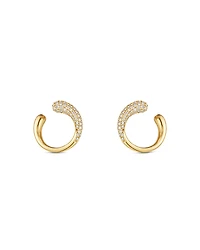 Georg Jensen 18K Yellow Gold Pave Diamond Mercy Stud Earrings