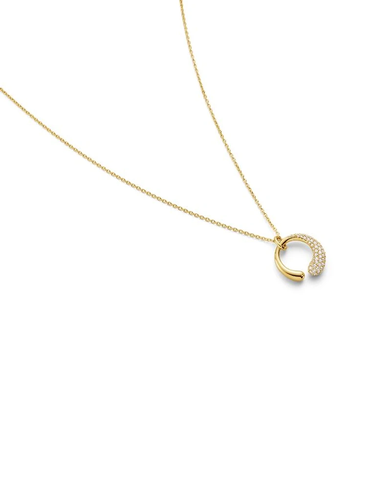 18K Yellow Gold Diamond Pavé Mercy Small Pendant Necklace, 17.72"