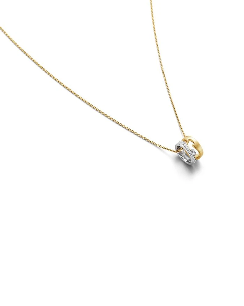 18K White & Yellow Gold Fusion Diamond Puzzle Inspired Pendant Necklace, 17.72"