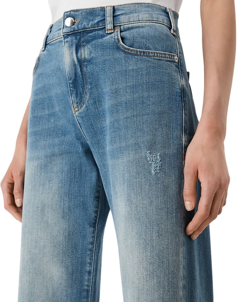 Cropped Wide Leg Jeans Solid Dark