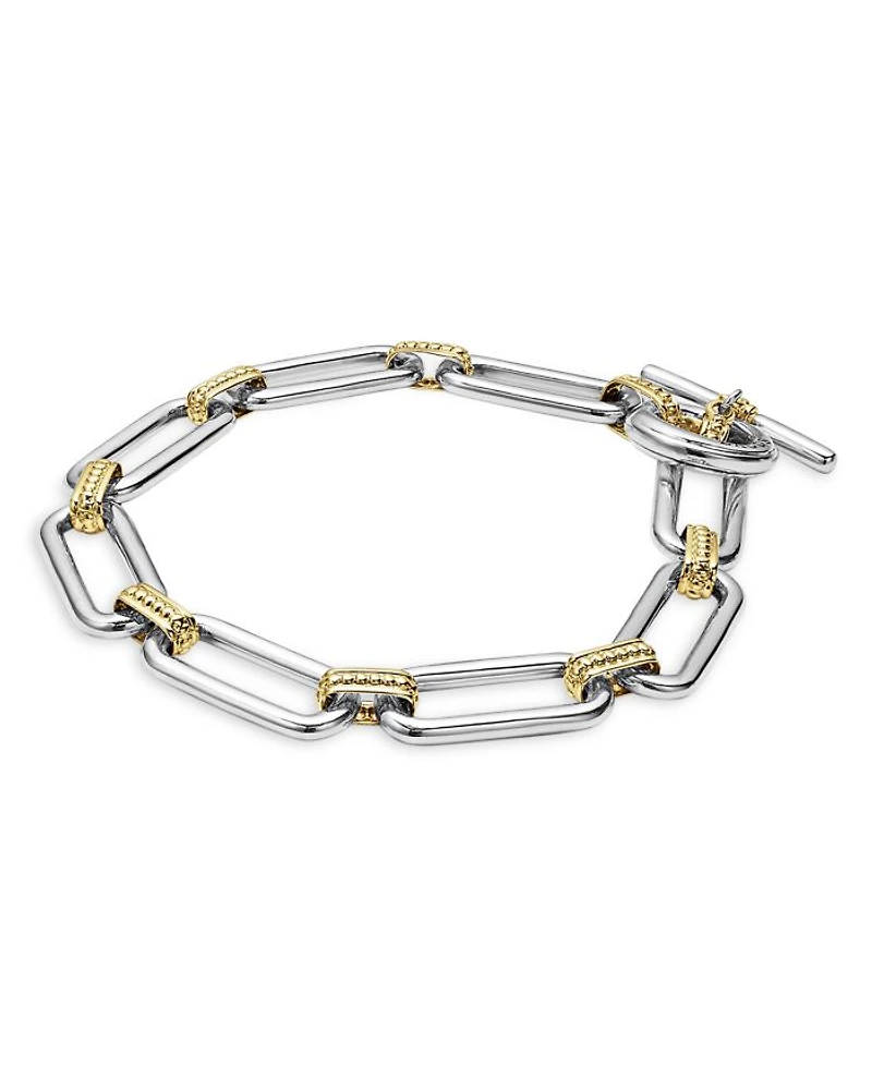 18K Yellow & Sterling Silver Signature Caviar Large Link Toggle Bracelets
