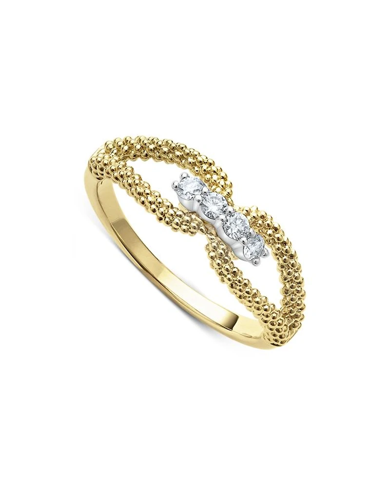 18K White & Yellow Gold Signature Caviar Diamond Open Loop Ring