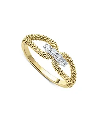 18K White & Yellow Gold Signature Caviar Diamond Open Loop Ring