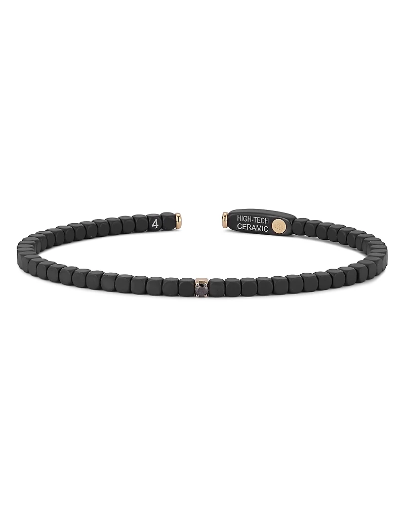 Roberto Demeglio Men's Dado Black Diamond & 18K White Gold Single Bead Bracelet