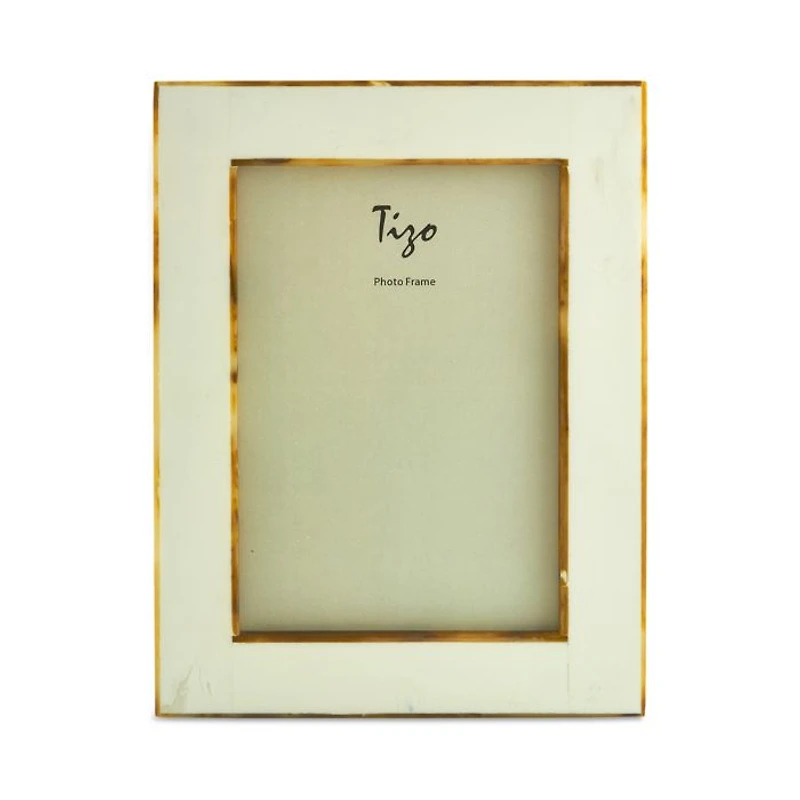 Natural White Faux Horn Border Frame, 5" x 7"