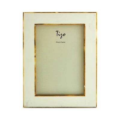 Natural White Faux Horn Border Frame, 5" x 7"
