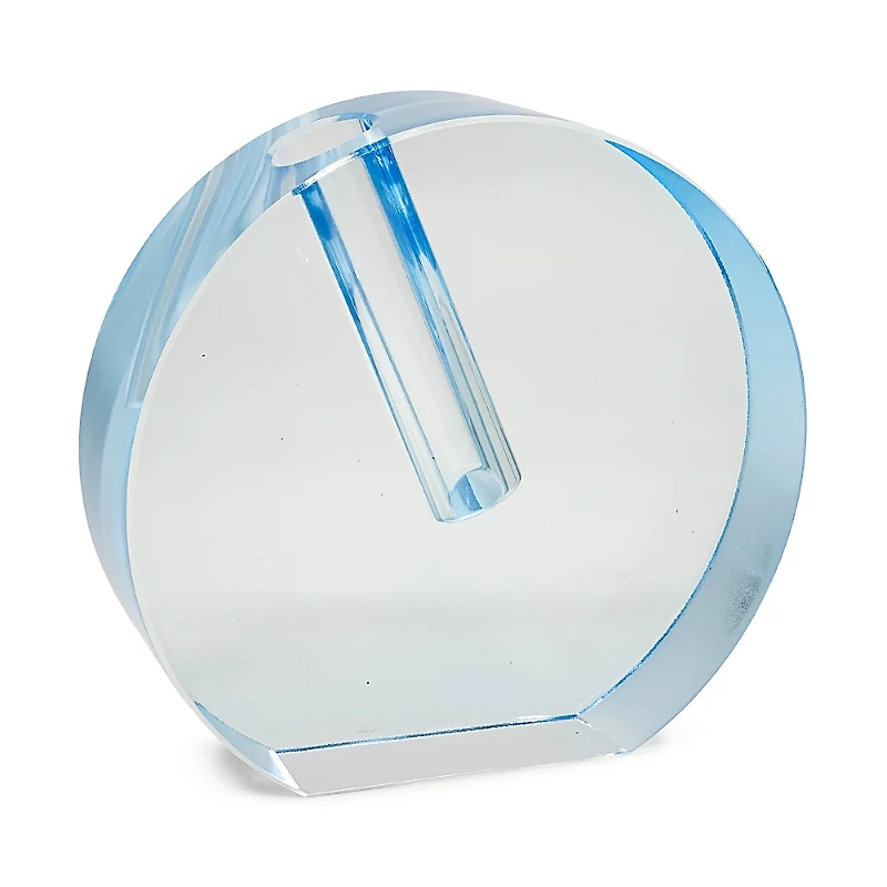 Tizo Crystal Blue Round Flat Vase, Small