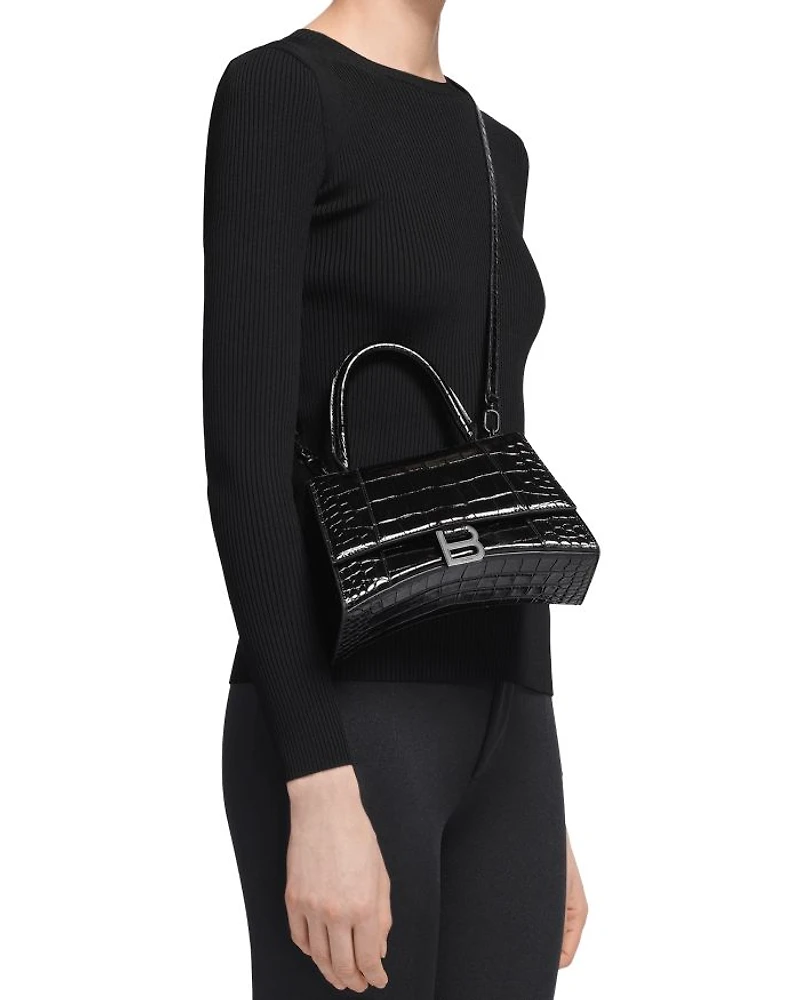 Hourglass Handbag Crocodile Embossed