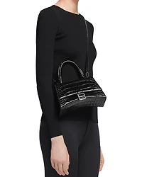 Hourglass Handbag Crocodile Embossed