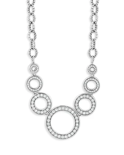 Sterling Silver Caviar Spark Diamond Multi Circle Statement Necklace, 18"
