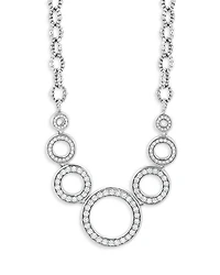 Sterling Silver Caviar Spark Diamond Multi Circle Statement Necklace, 18"