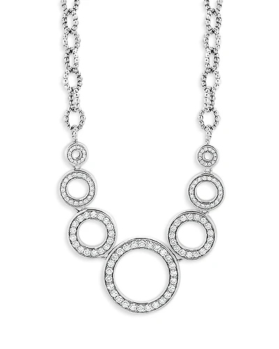 Lagos Sterling Silver Caviar Spark Diamond Multi Circle Statement Necklace, 18