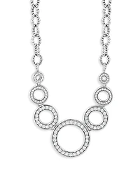 Lagos Sterling Silver Caviar Spark Diamond Multi Circle Statement Necklace, 18