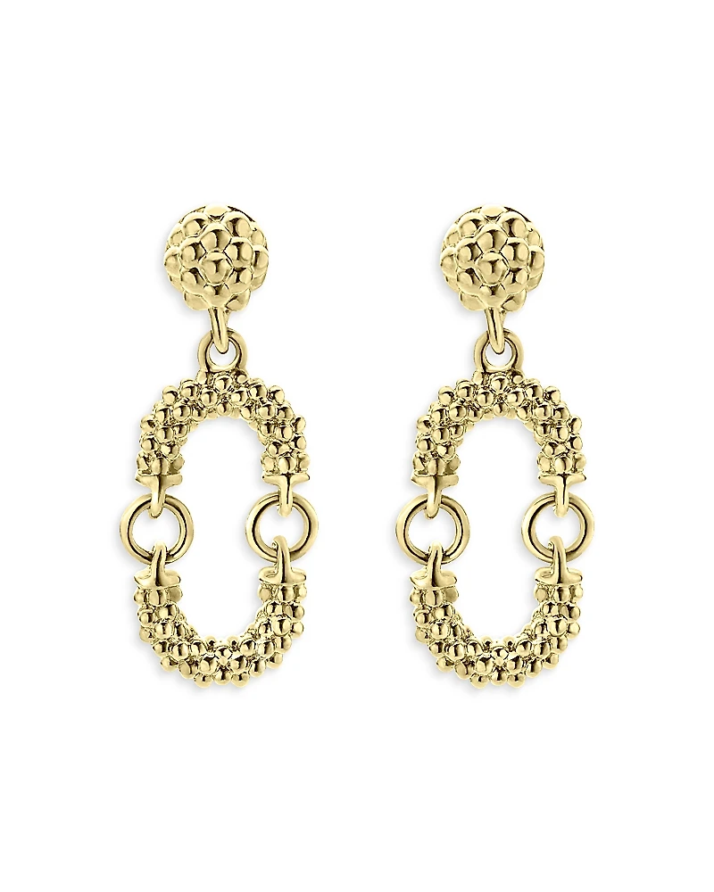 Lagos 18K Yellow Gold Signature Caviar Superfine Drop Earrings