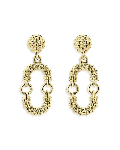 Lagos 18K Yellow Gold Signature Caviar Superfine Drop Earrings