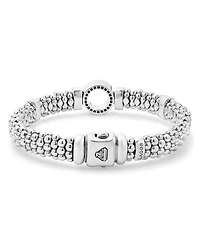 Sterling Silver Caviar Spark Diamond Circle Bead & Polished Link Bracelet