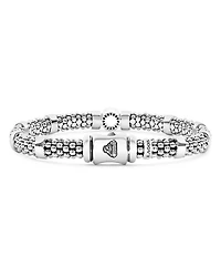 Sterling Silver Caviar Spark Diamond Circle Bead Link Bracelet
