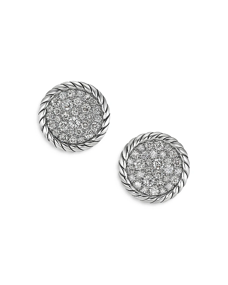David Yurman Sterling Silver Dy Elements Diamond Cluster Stud Earrings