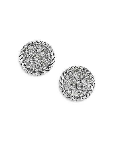 David Yurman Sterling Silver Dy Elements Diamond Cluster Stud Earrings