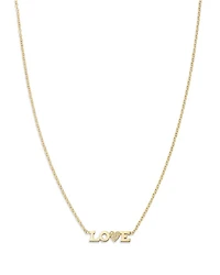 14K Yellow Gold Itty Bitty Words Diamond Love Pendant Necklace, 14-16"