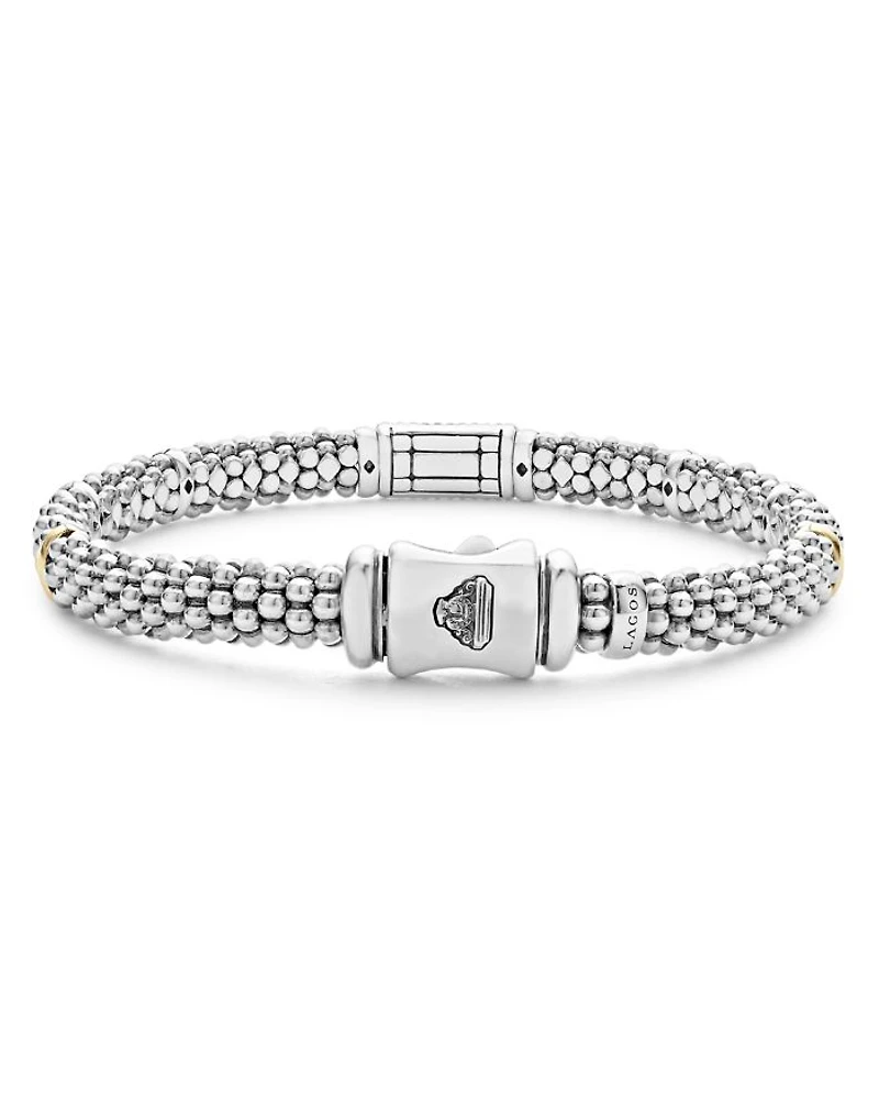 Sterling Silver & 18K Gold Signature Caviar Sapphire Station Bracelet