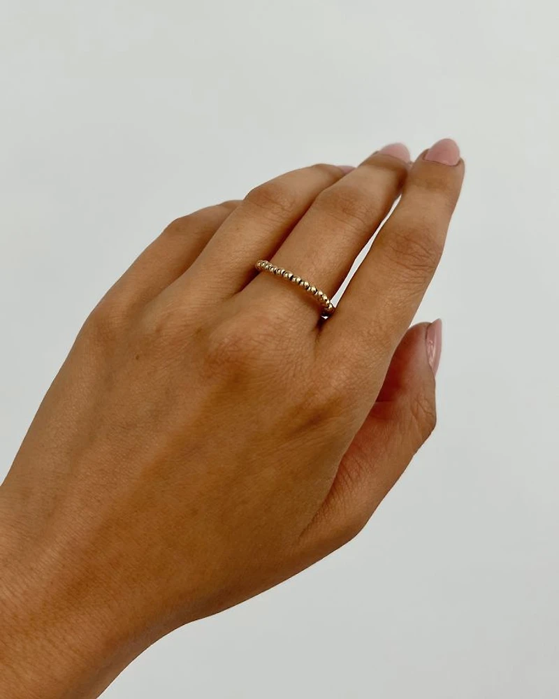 14K Yellow Gold Beaded Stretch Ring