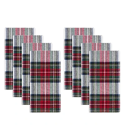 Elrene Home Fashions Christmas Classic Holiday Plaid Cotton Napkins, Set of 8