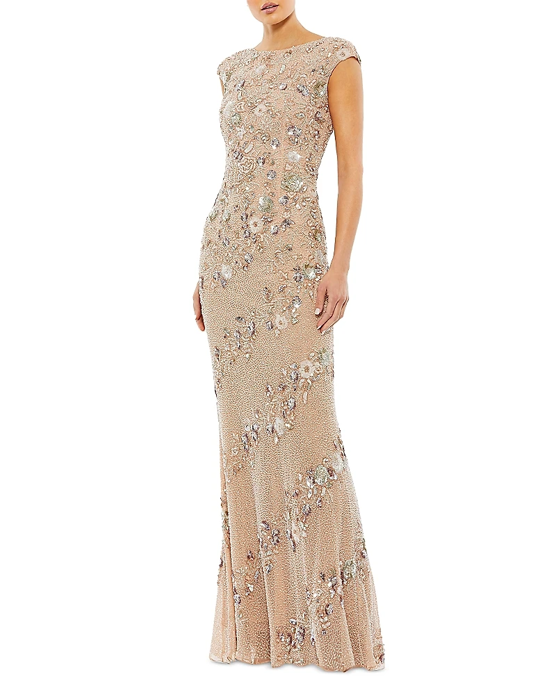 Mac Duggal Embellished Cap Sleeve Gown