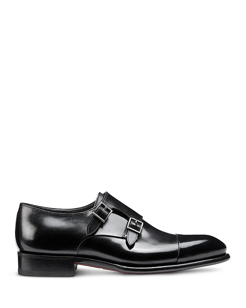 Santoni Men's Carter Cap Toe Double Monk Strap Dress Shoes