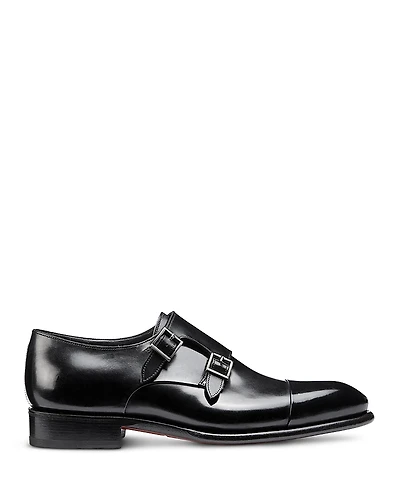 Santoni Men's Carter Cap Toe Double Monk Strap Dress Shoes