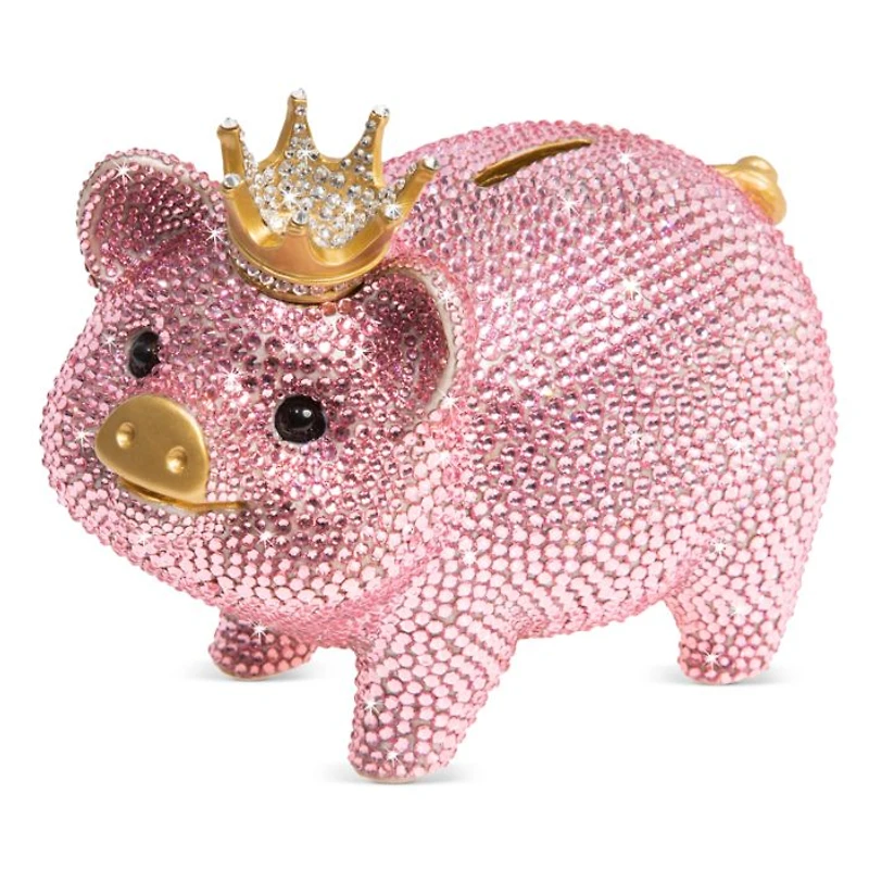 Pavé Piggy Bank with Crown