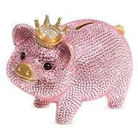 Pavé Piggy Bank with Crown