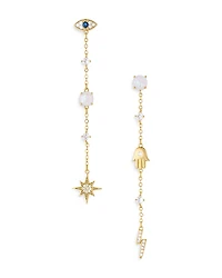 Ettika Linear Charm Drop Earrings