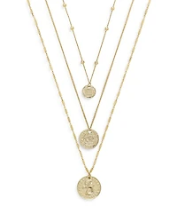 Coin Pendant Necklaces in 18K Gold Plate, Set of 3