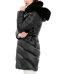 Cloe Shearling Hooded Quilted Coat