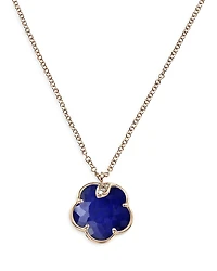 Pasquale Bruni 18K Rose Gold Petit Joli Lapis Doublet & Diamond Floral Pendant Necklace, 16.5