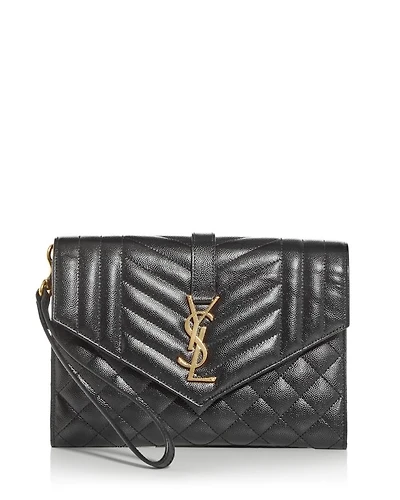 Envelope Flap Pouch Mix Matelassé Grain De Poudre Embossed Leather