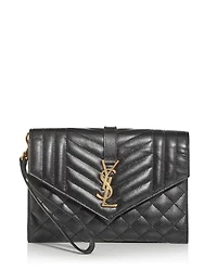 Envelope Flap Pouch Mix Matelassé Grain De Poudre Embossed Leather