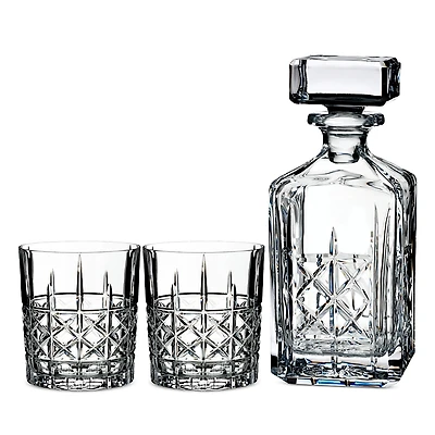Marquis by Waterford Brady Decanter & Double Old Fashioned Glass Set