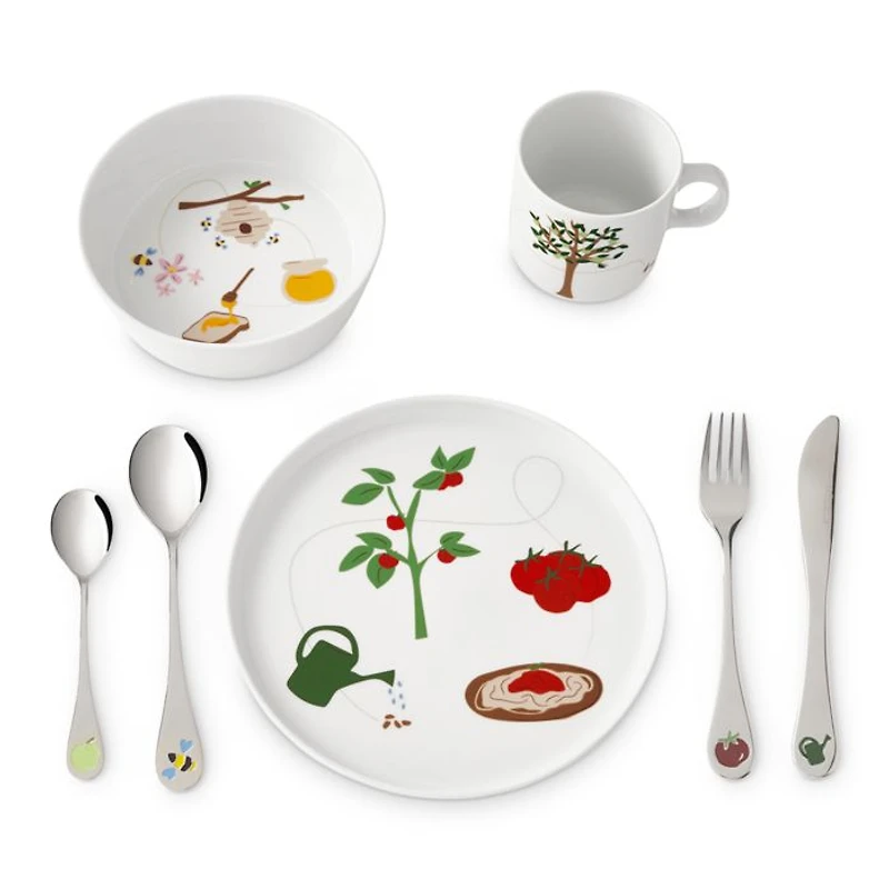 Eveil Gourmand Child's 7-Piece Dinnerware and Cutlery Gift Set