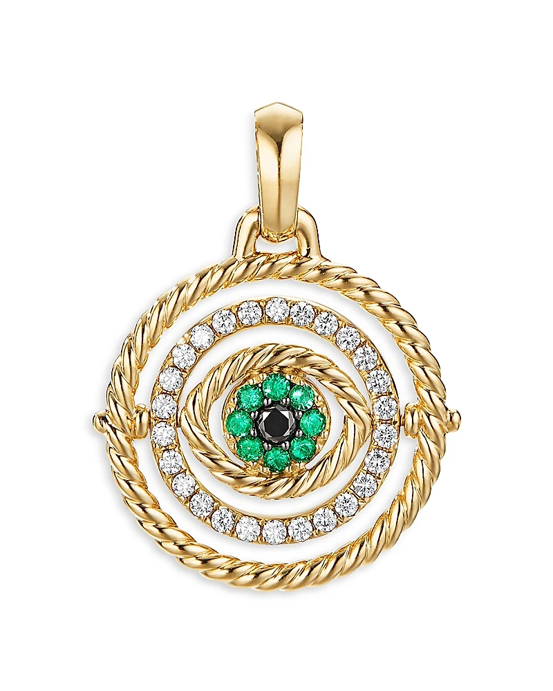 David Yurman 18K Yellow Gold Evil Eye Mobile Amulet with Emeralds & Diamonds