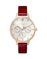 Multifunction Leather Strap Chronograph Watch, 34mm